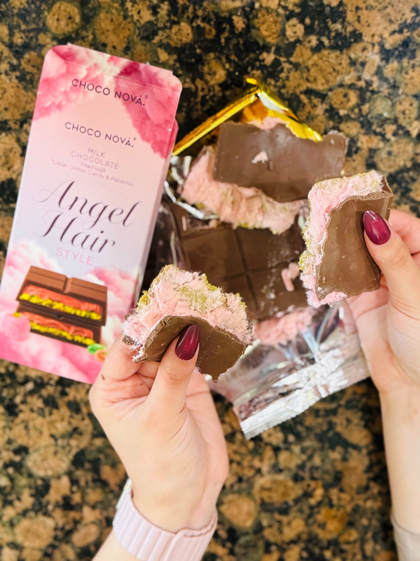 Dubai Style Angel Hair Milk Chocolate with Pistachio & Cotton Candy – 150g