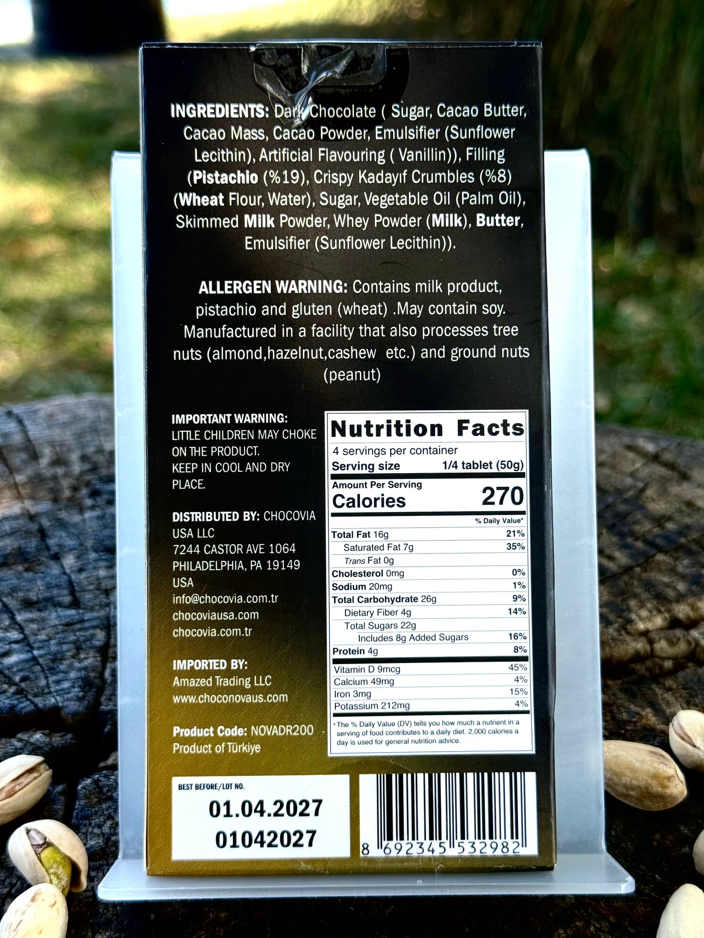 Dubai Style Dark Chocolate with Pistachio & Kadayıf – 200g