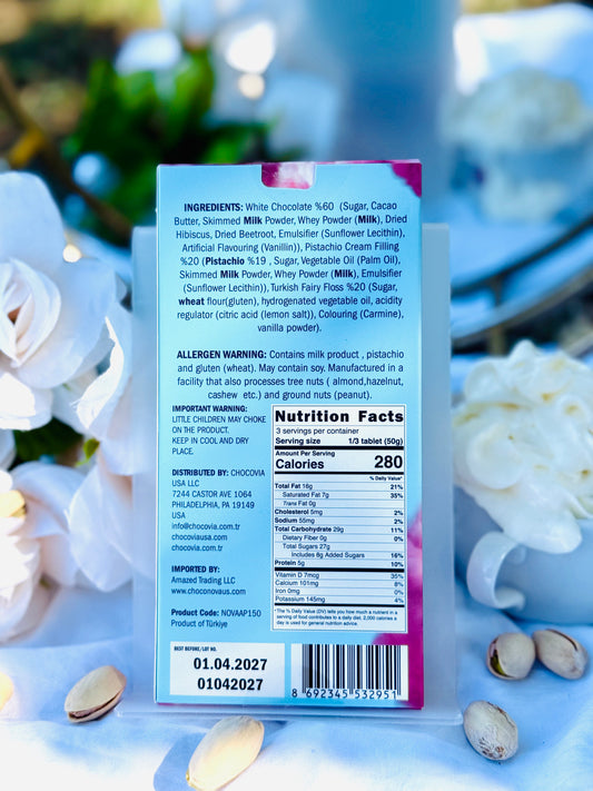 Dubai Style Raspberry White Chocolate with Pistachio – 150g