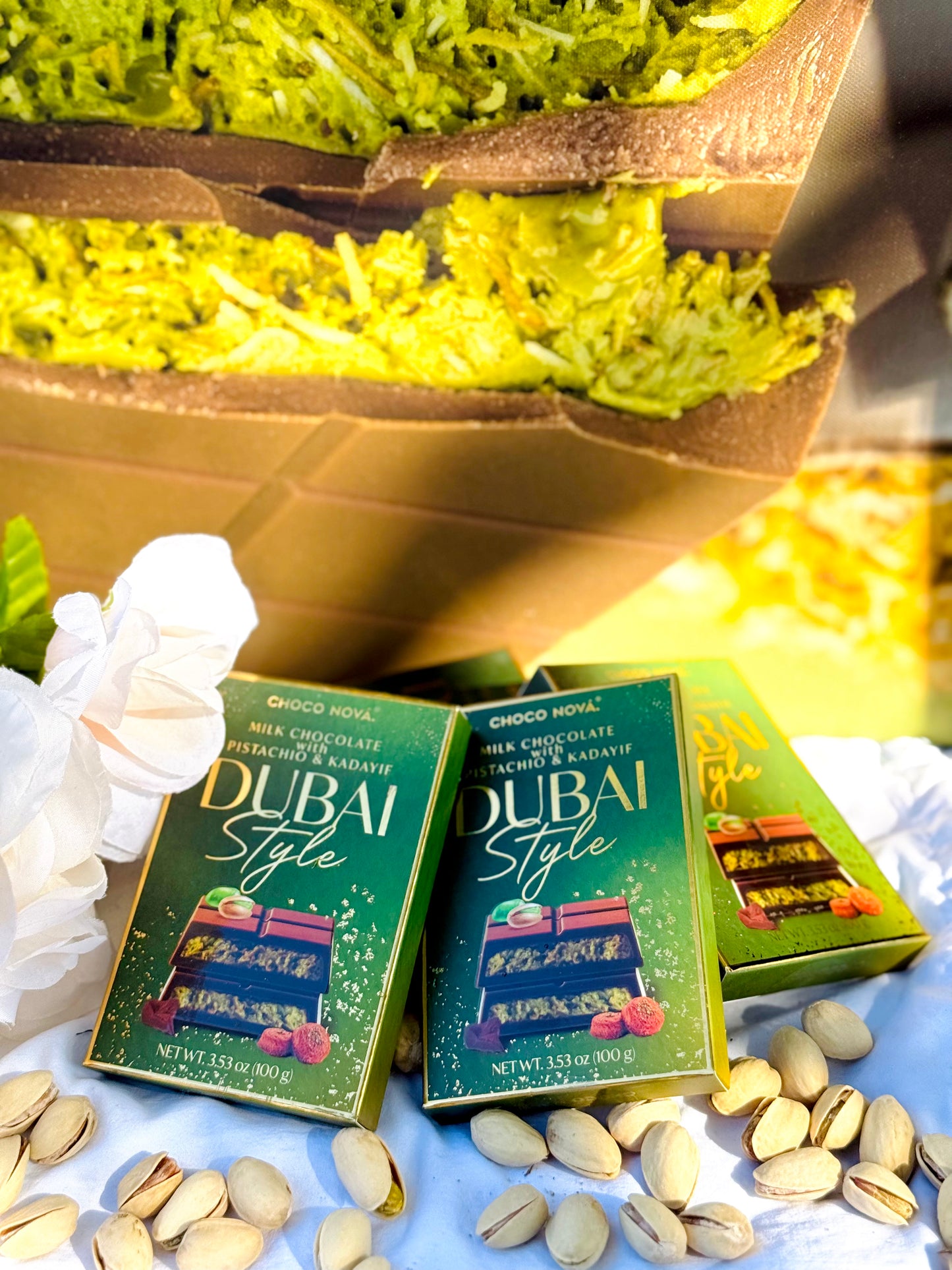 Dubai Style Milk Chocolate with Pistachio & Kadayıf – 100g