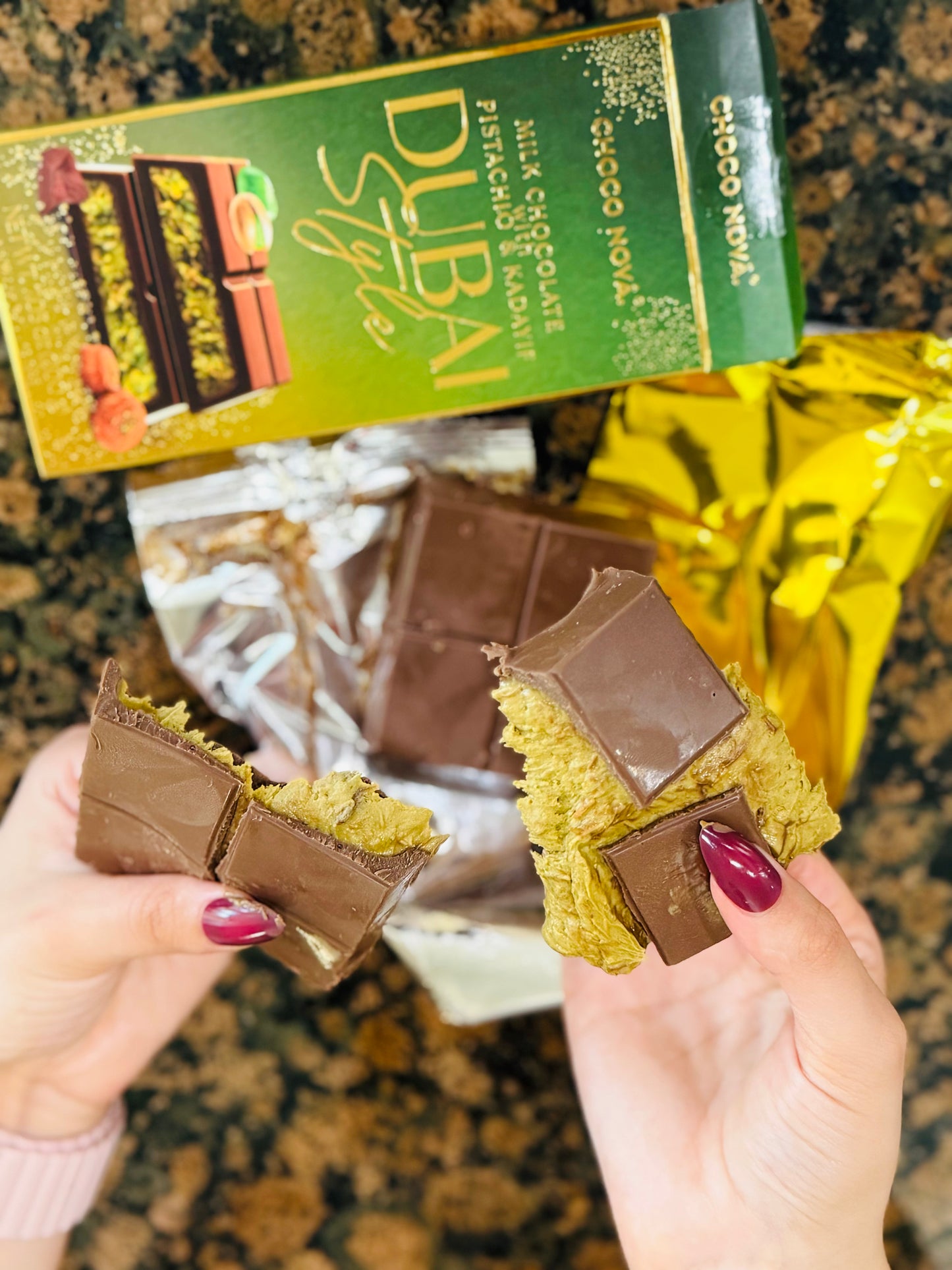 Dubai Style Milk Chocolate with Pistachio & Kadayıf – 100g